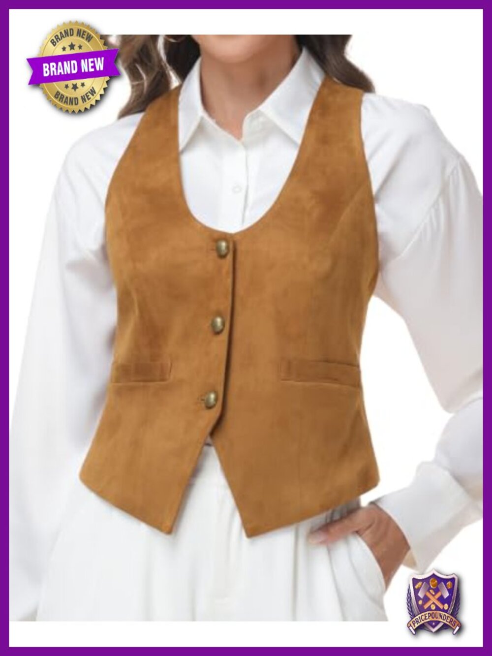 Women's Dressy Suit Vest Button Front Sleeveless Waistcoat